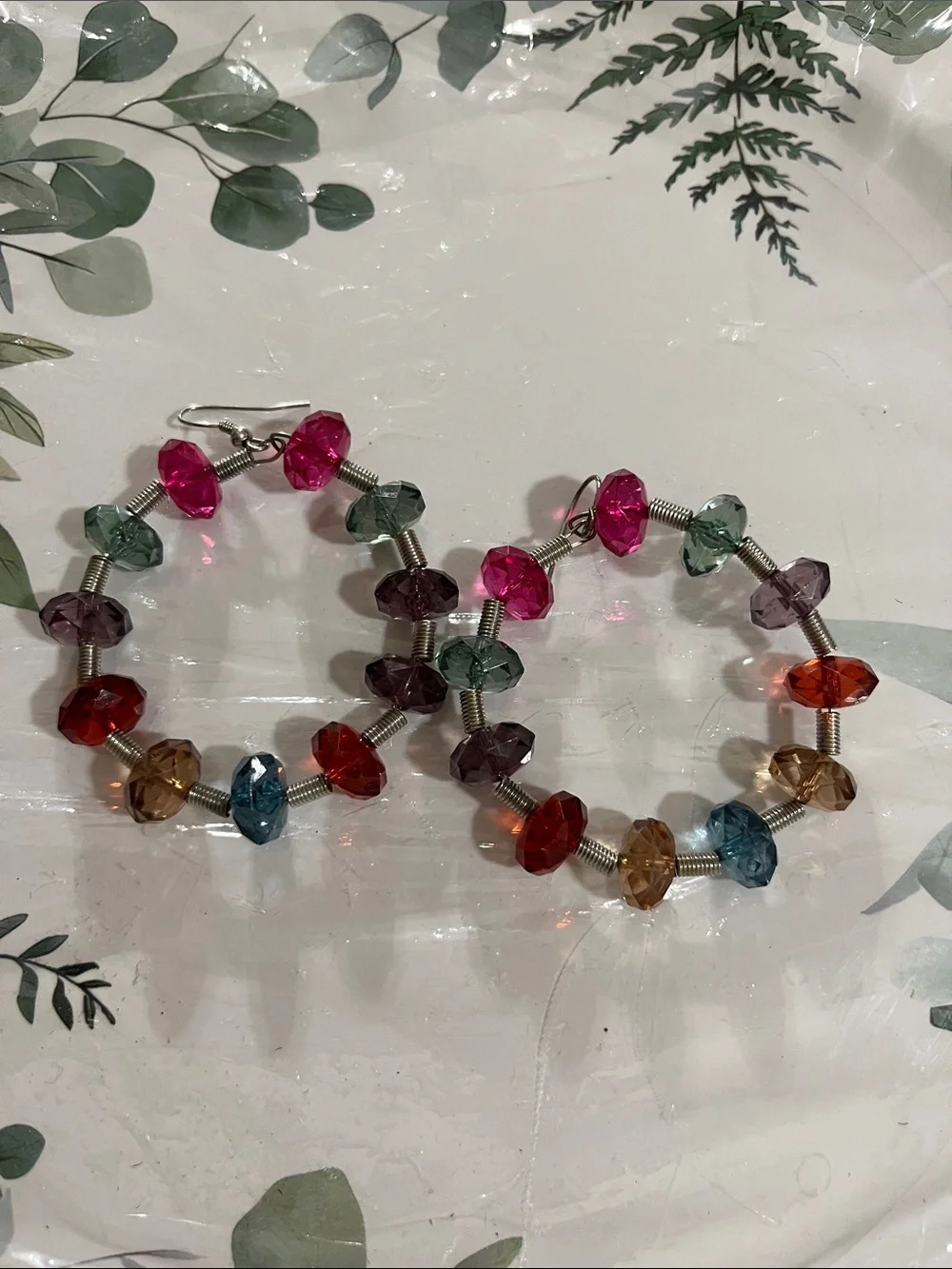 Multicolor Beaded Hoop Earrings - Women Jewelry